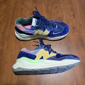 New Balance 57/40 Blue Vibrant Spring Glow Low Top Lace Up Suede Mesh Sneakers 9